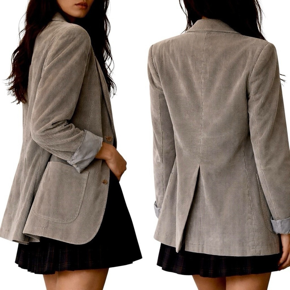 Vintage 70s Gray Corduroy Blazer Faded~Distressed Grunge~Dark Academia •Sz M EUC